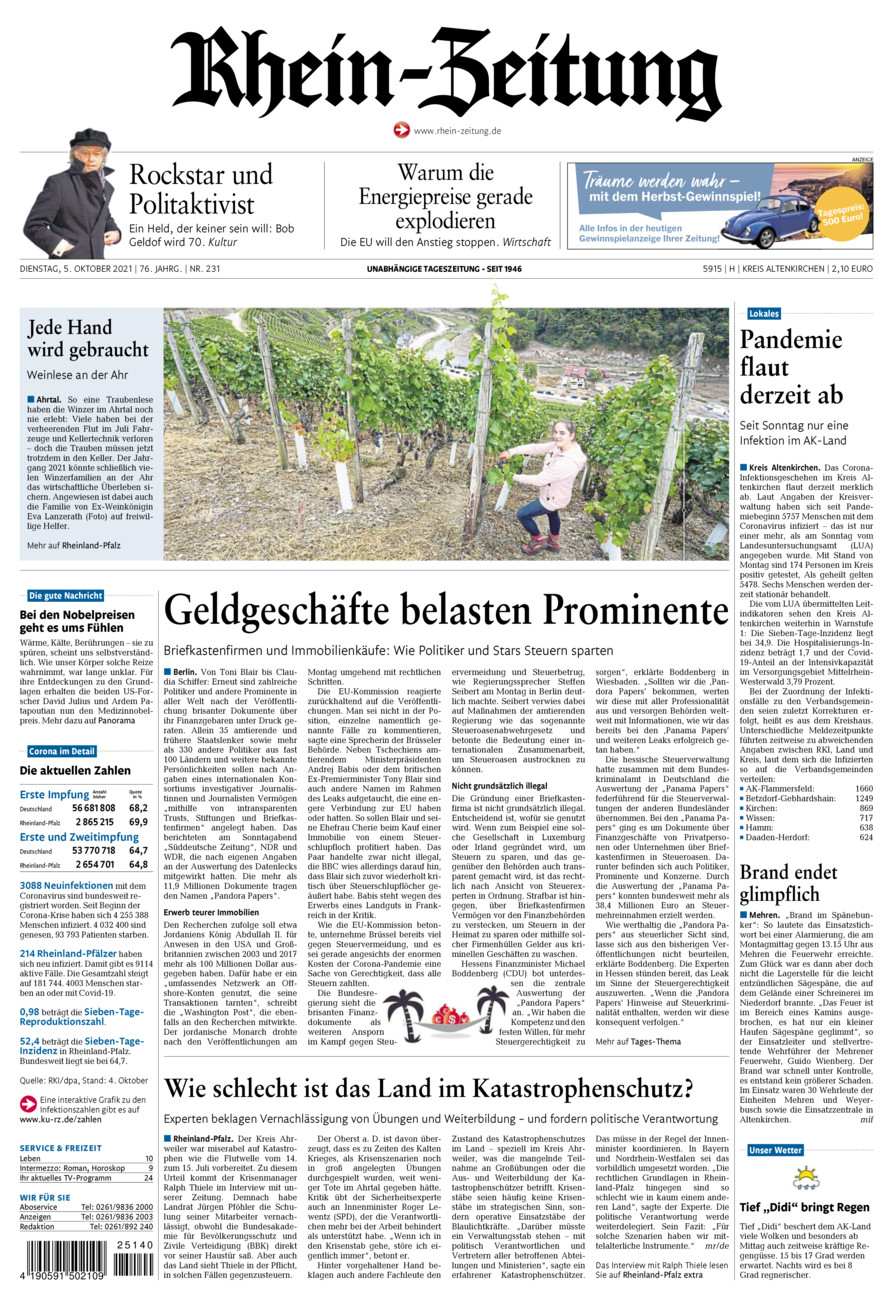 Rhein-Zeitung Kreis Altenkirchen vom Dienstag, 05.10.2021