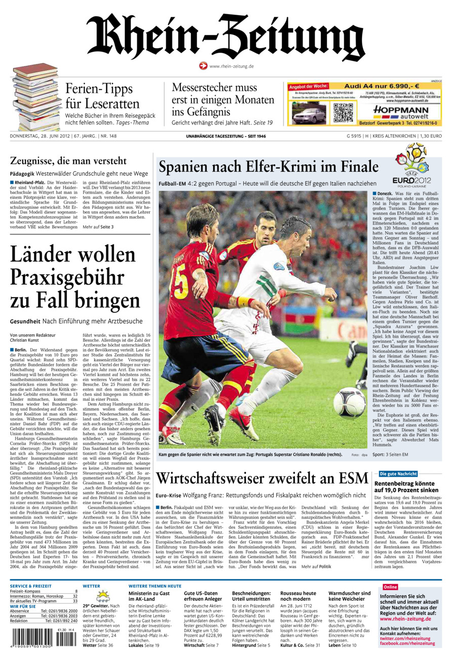 Rhein-Zeitung Kreis Altenkirchen vom Donnerstag, 28.06.2012