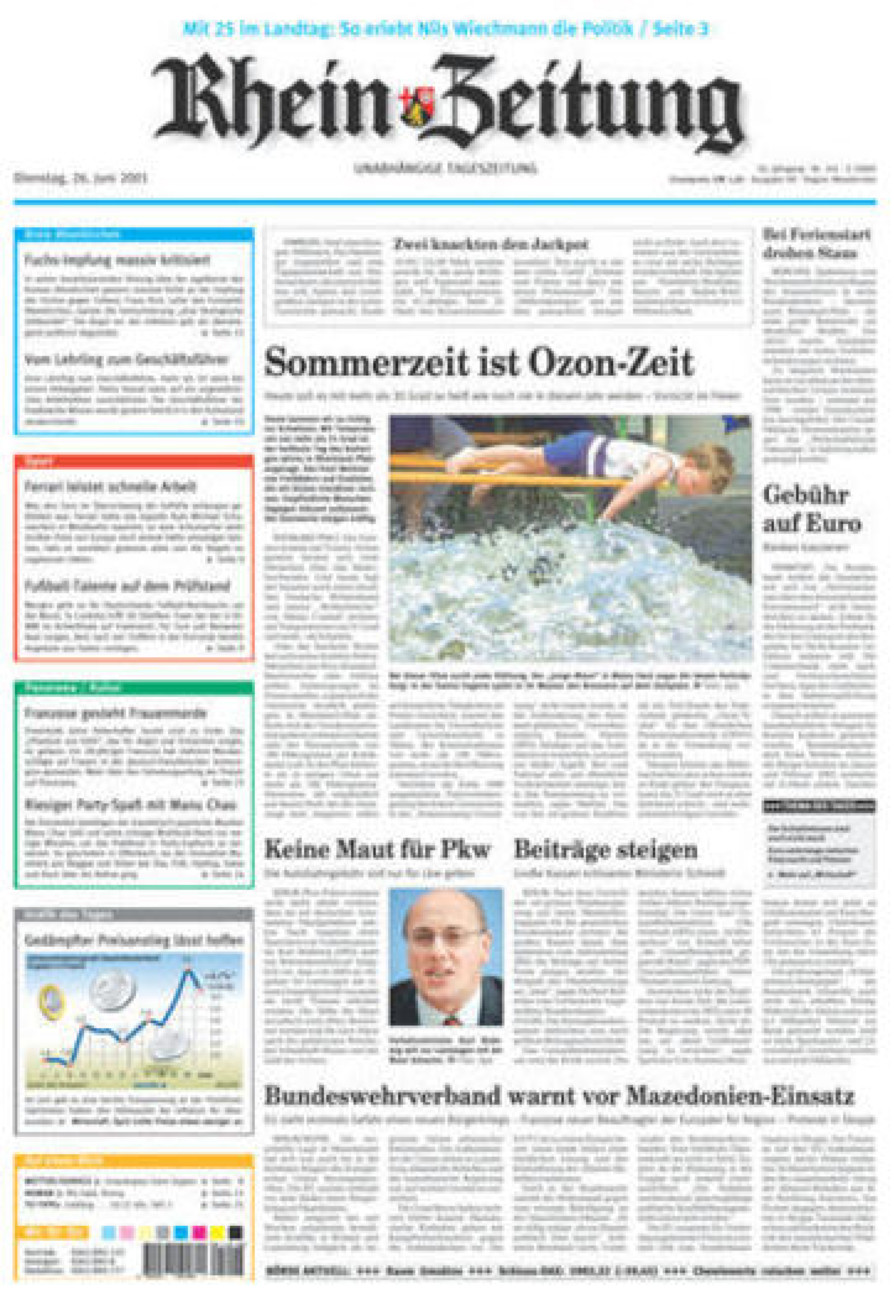 Rhein-Zeitung Kreis Altenkirchen vom Dienstag, 26.06.2001