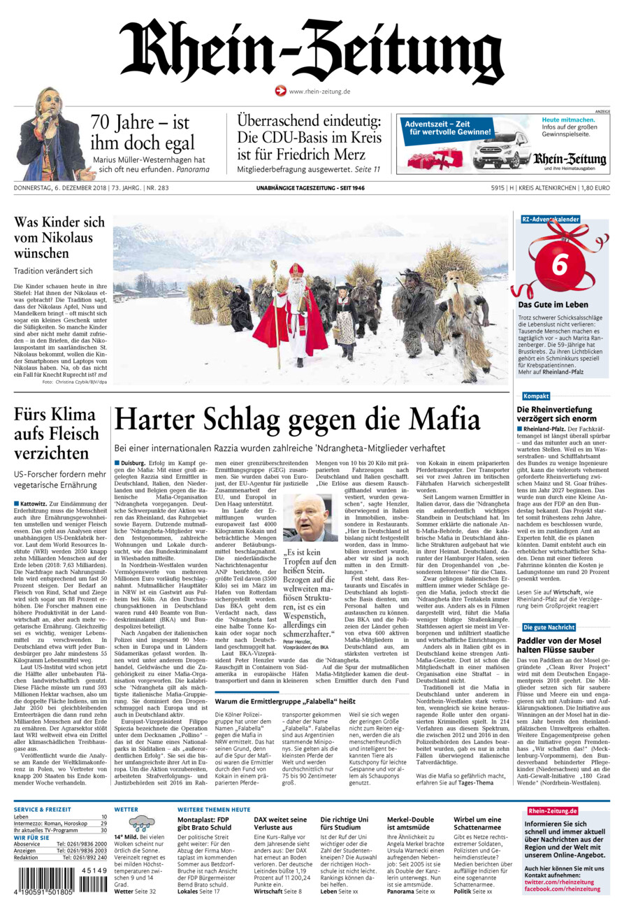 Rhein-Zeitung Kreis Altenkirchen vom Donnerstag, 06.12.2018