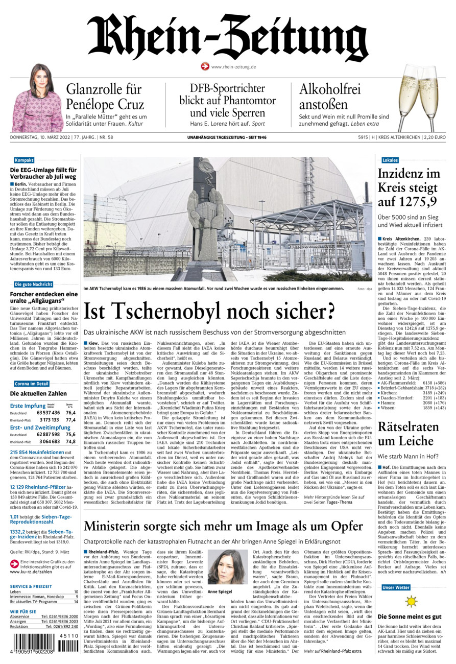 Rhein-Zeitung Kreis Altenkirchen vom Donnerstag, 10.03.2022