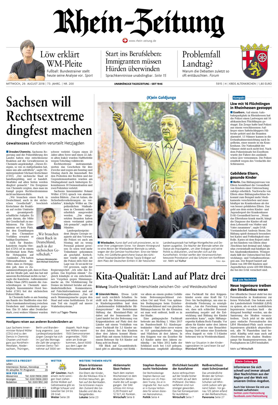 Rhein-Zeitung Kreis Altenkirchen vom Mittwoch, 29.08.2018