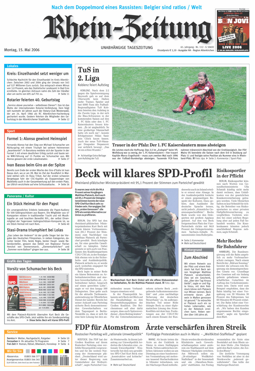 Rhein-Zeitung Kreis Altenkirchen vom Montag, 15.05.2006