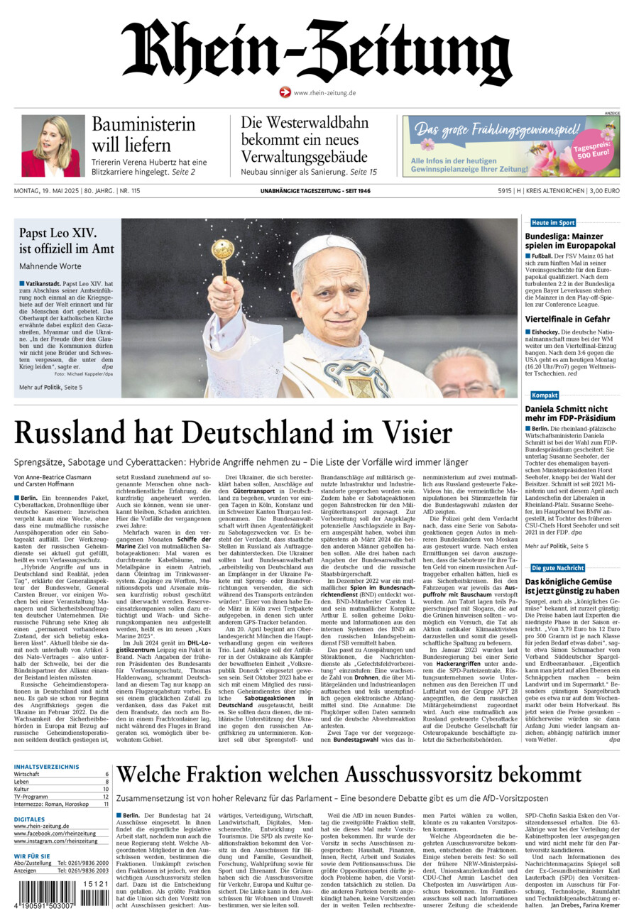 Rhein-Zeitung Kreis Altenkirchen vom Montag, 19.05.2025