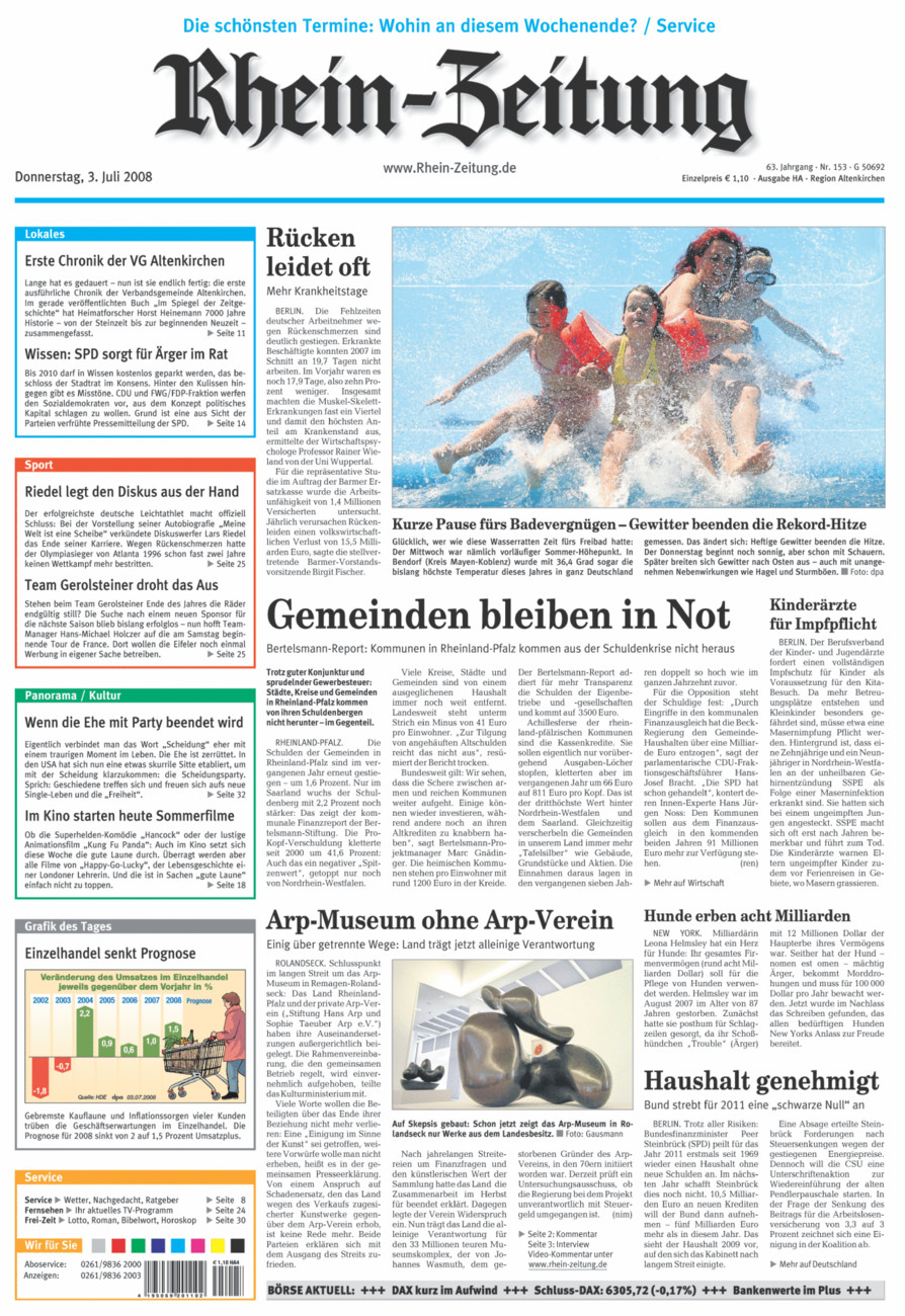 Rhein-Zeitung Kreis Altenkirchen vom Donnerstag, 03.07.2008