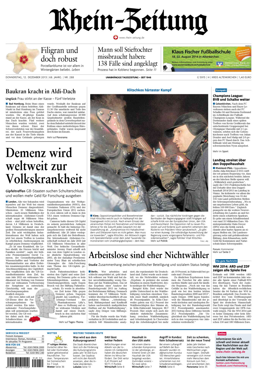 Rhein-Zeitung Kreis Altenkirchen vom Donnerstag, 12.12.2013