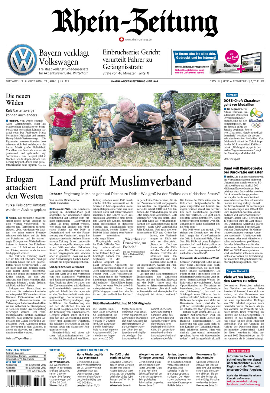 Rhein-Zeitung Kreis Altenkirchen vom Mittwoch, 03.08.2016