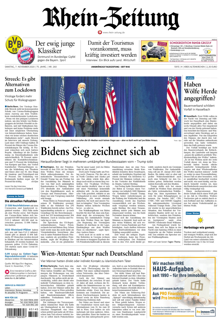 Rhein-Zeitung Kreis Altenkirchen vom Samstag, 07.11.2020