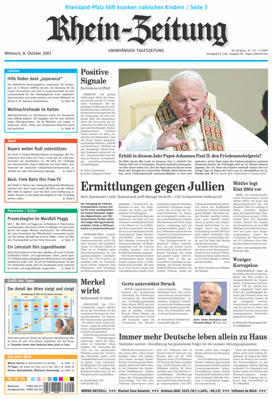 Rhein-Zeitung Kreis Altenkirchen vom Mittwoch, 08.10.2003