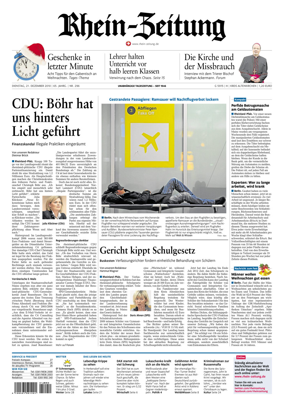 Rhein-Zeitung Kreis Altenkirchen vom Dienstag, 21.12.2010