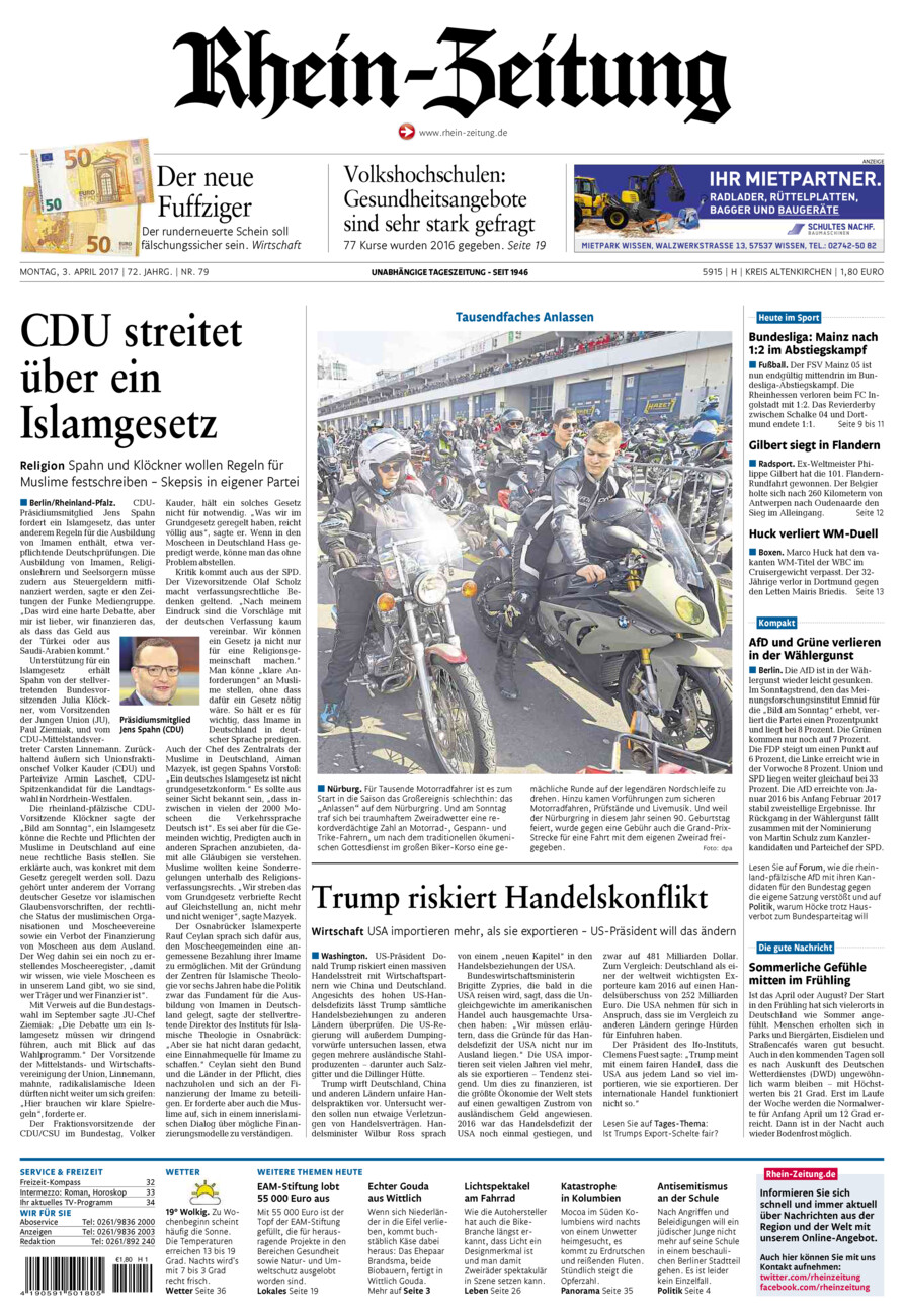 Rhein-Zeitung Kreis Altenkirchen vom Montag, 03.04.2017