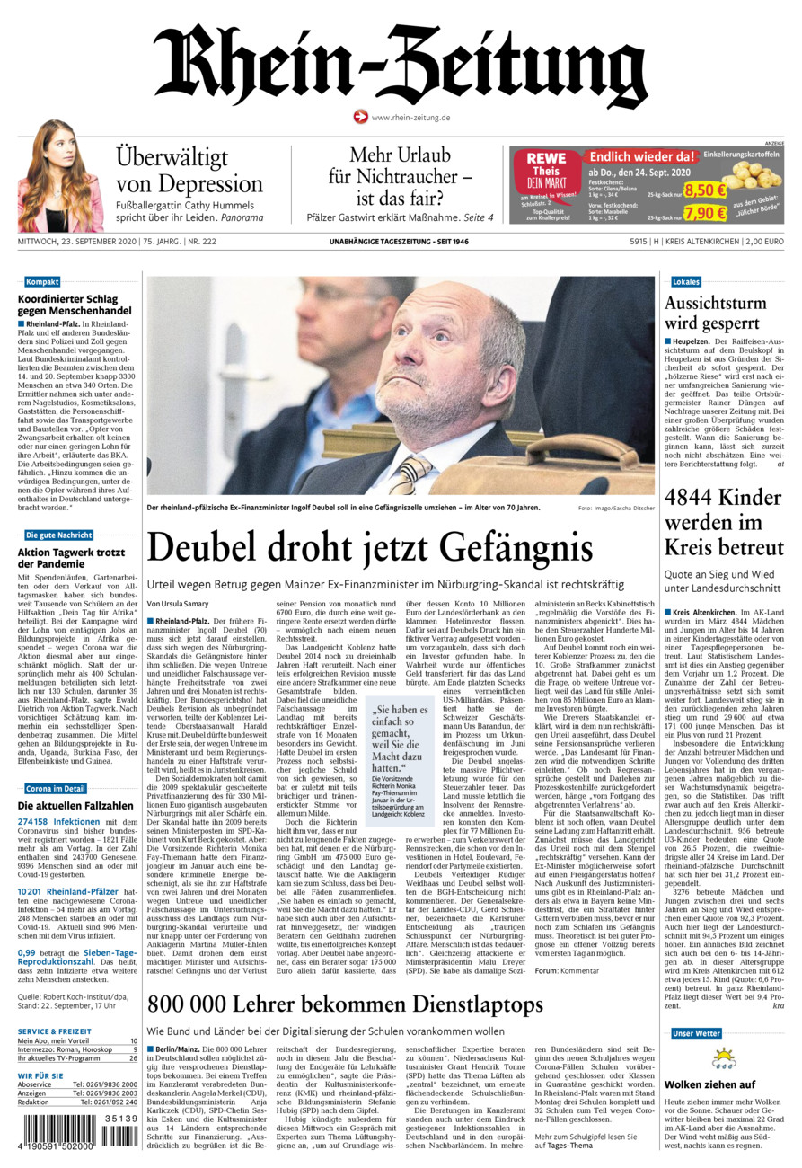 Rhein-Zeitung Kreis Altenkirchen vom Mittwoch, 23.09.2020
