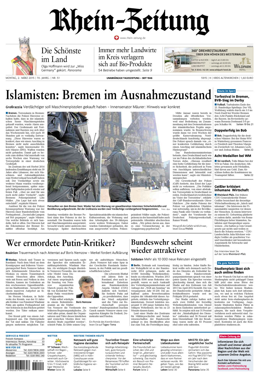 Rhein-Zeitung Kreis Altenkirchen vom Montag, 02.03.2015