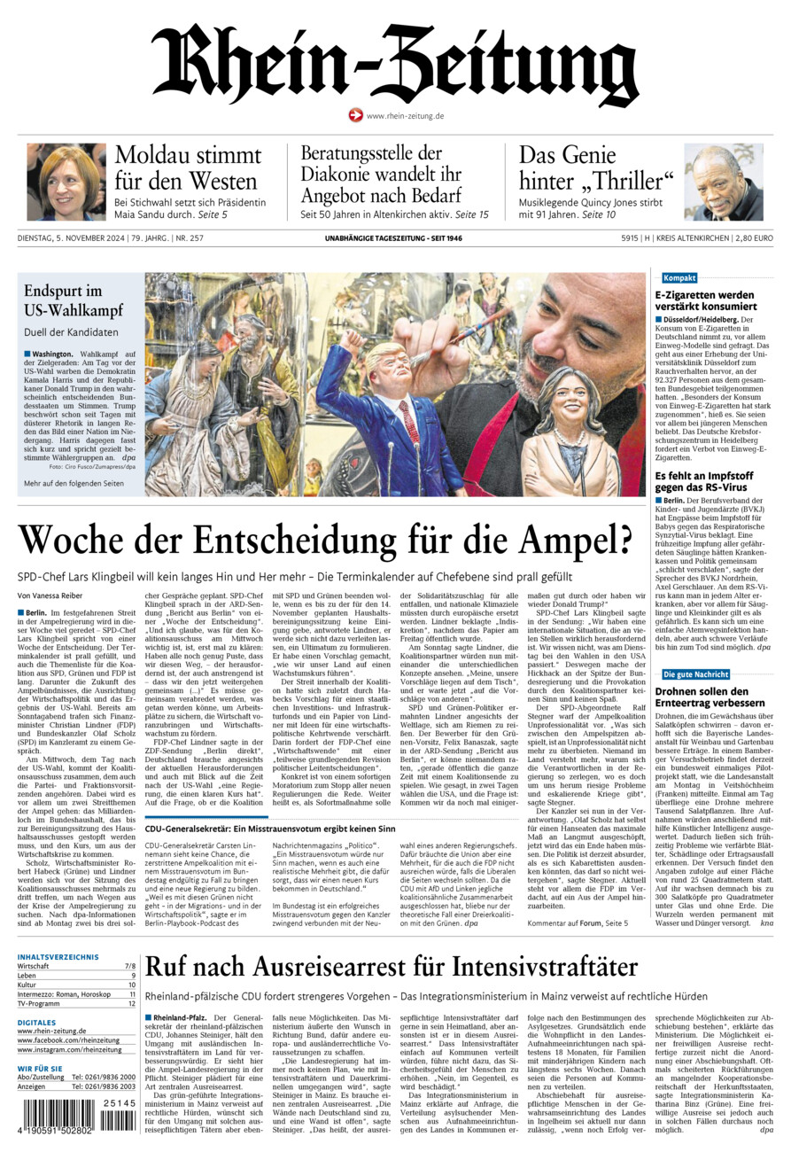 Rhein-Zeitung Kreis Altenkirchen vom Dienstag, 05.11.2024