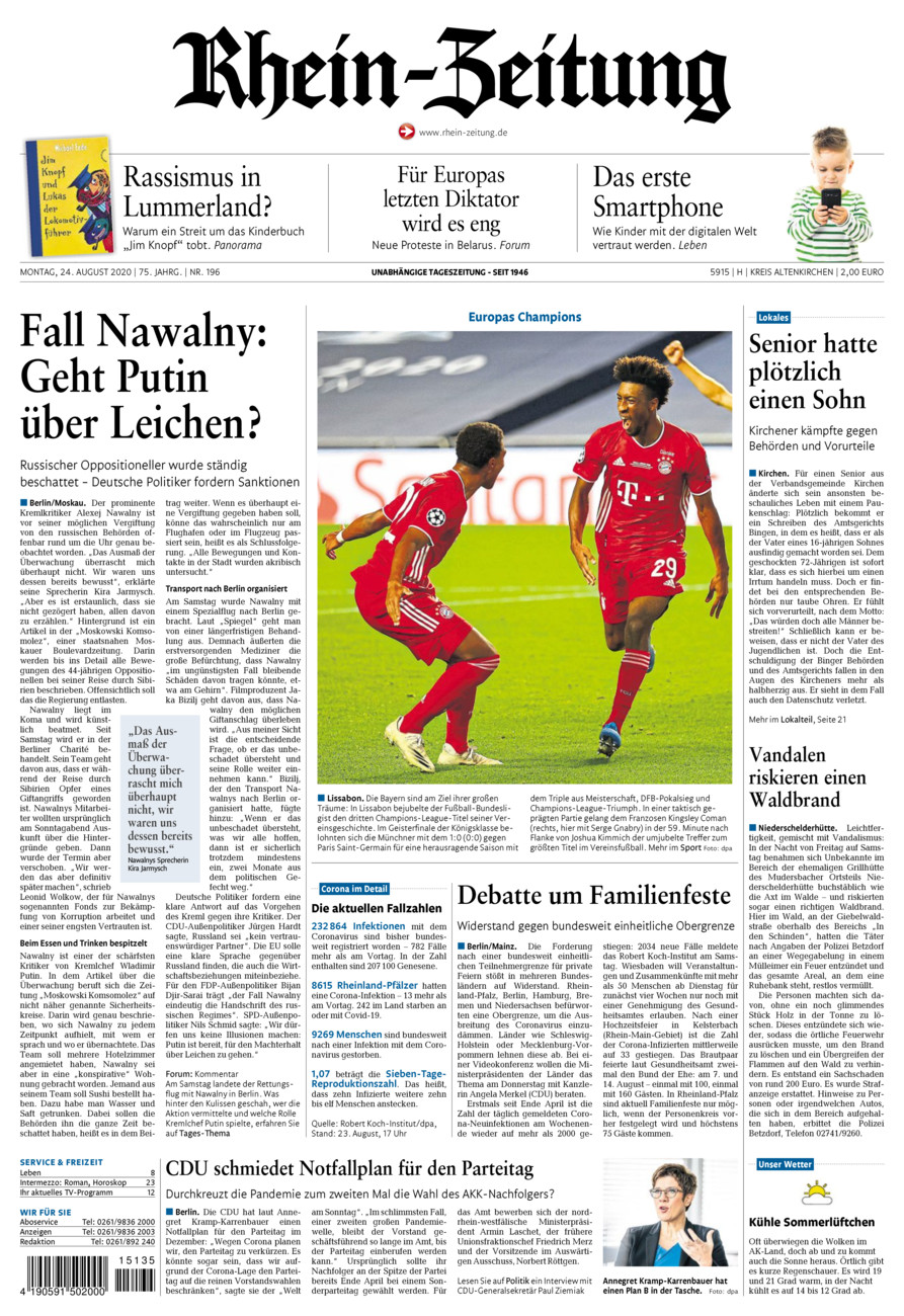 Rhein-Zeitung Kreis Altenkirchen vom Montag, 24.08.2020