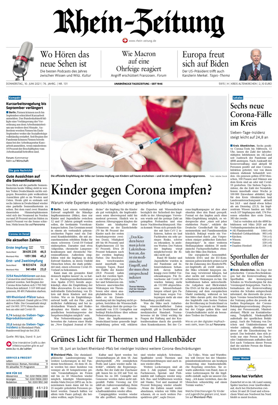 Rhein-Zeitung Kreis Altenkirchen vom Donnerstag, 10.06.2021