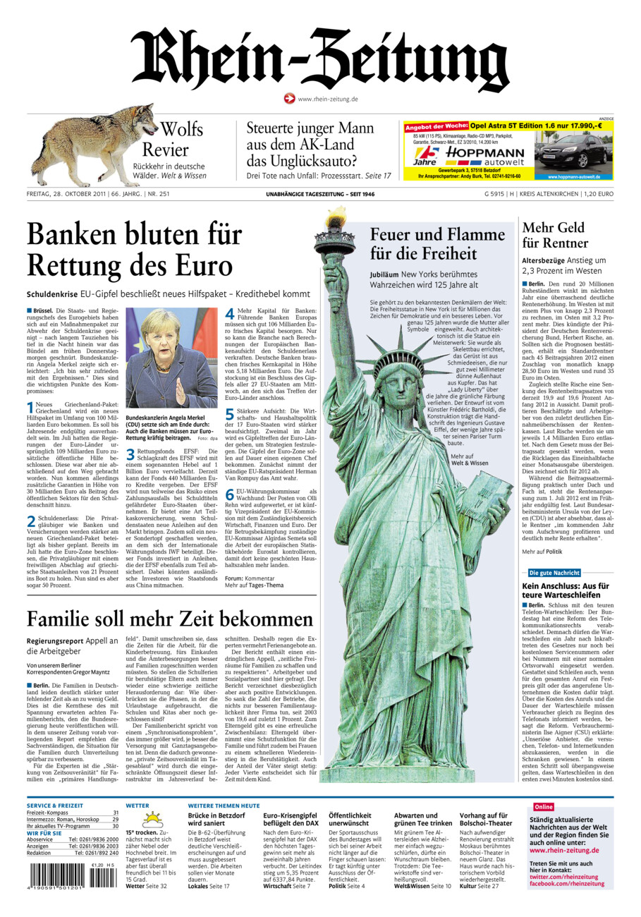Rhein-Zeitung Kreis Altenkirchen vom Freitag, 28.10.2011