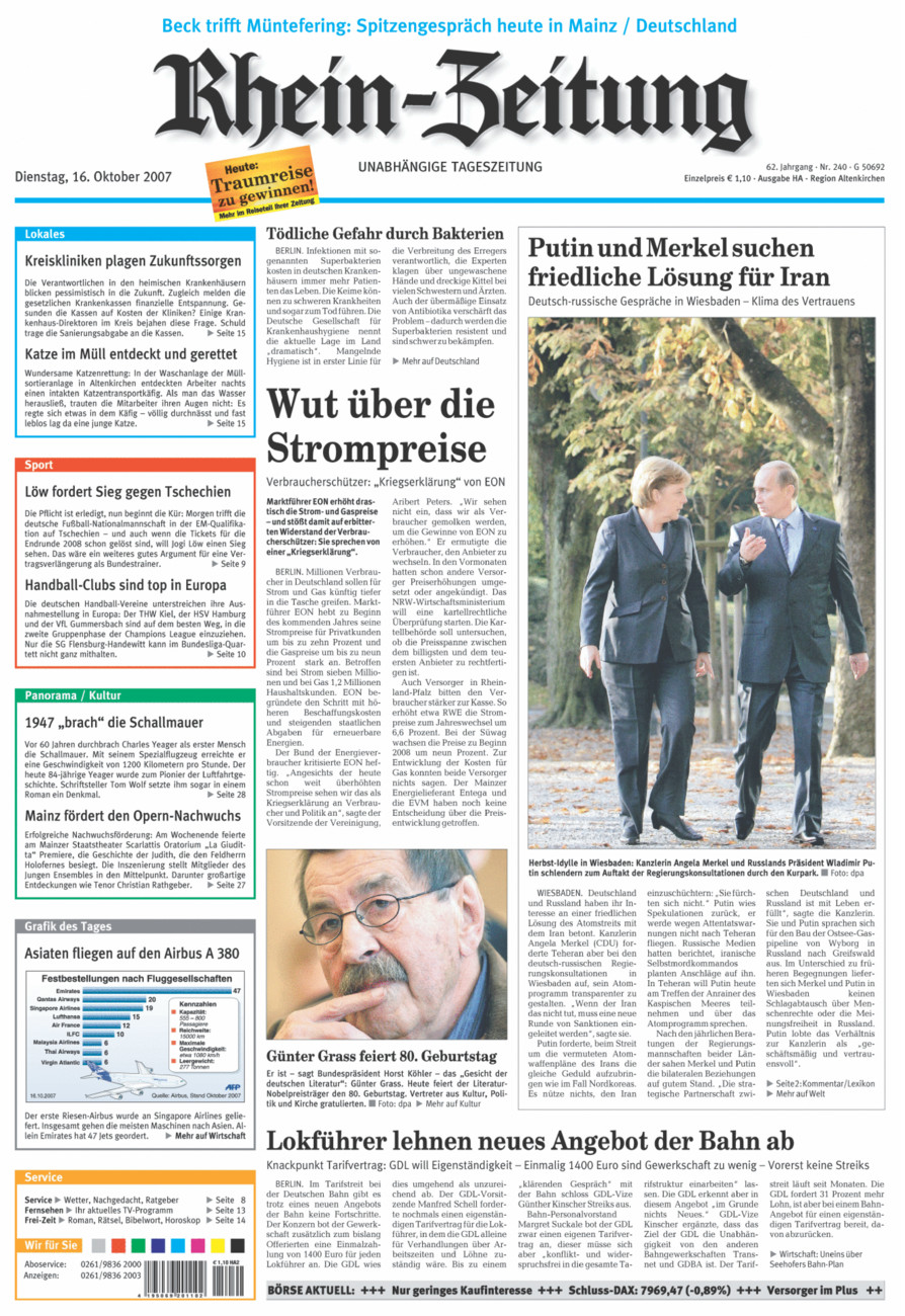 Rhein-Zeitung Kreis Altenkirchen vom Dienstag, 16.10.2007