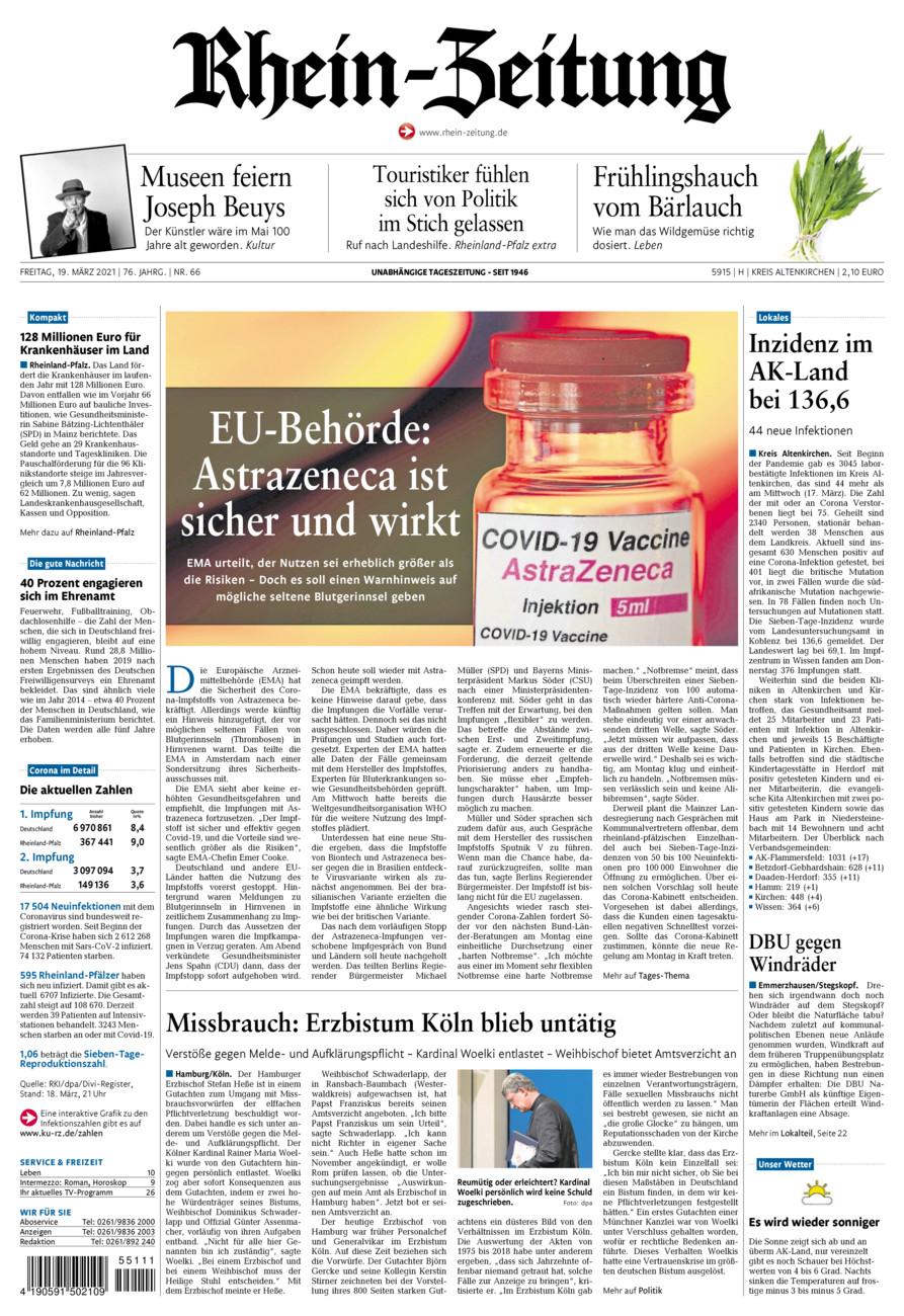 Rhein-Zeitung Kreis Altenkirchen vom Freitag, 19.03.2021