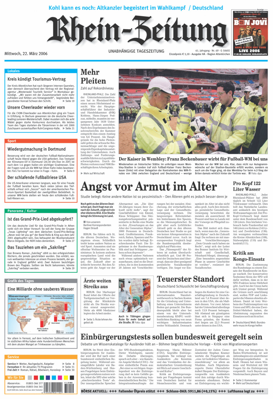 Rhein-Zeitung Kreis Altenkirchen vom Mittwoch, 22.03.2006