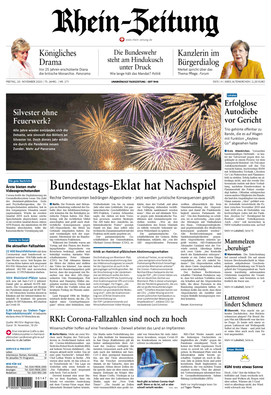 Rhein-Zeitung Kreis Altenkirchen vom Freitag, 20.11.2020