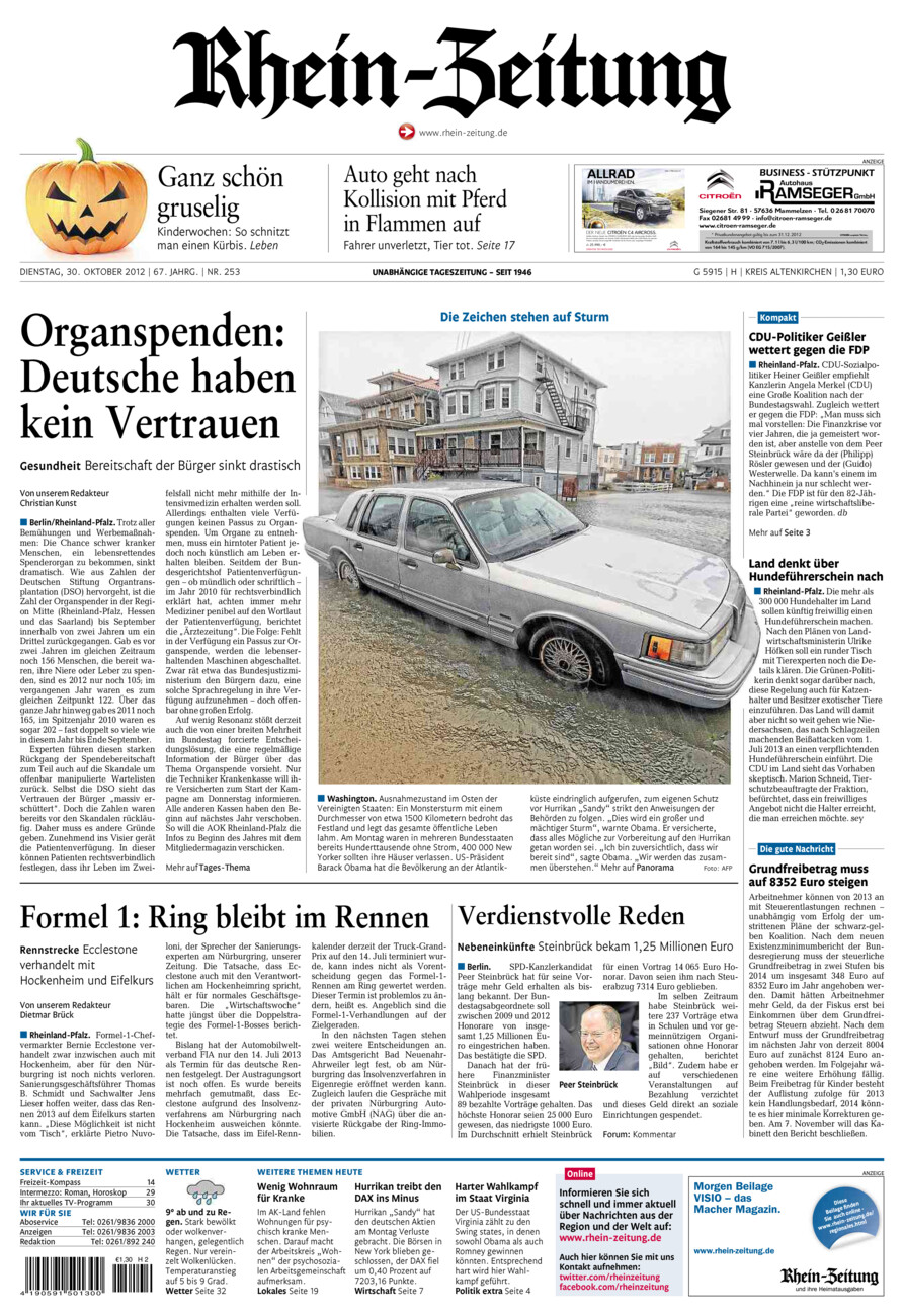 Rhein-Zeitung Kreis Altenkirchen vom Dienstag, 30.10.2012