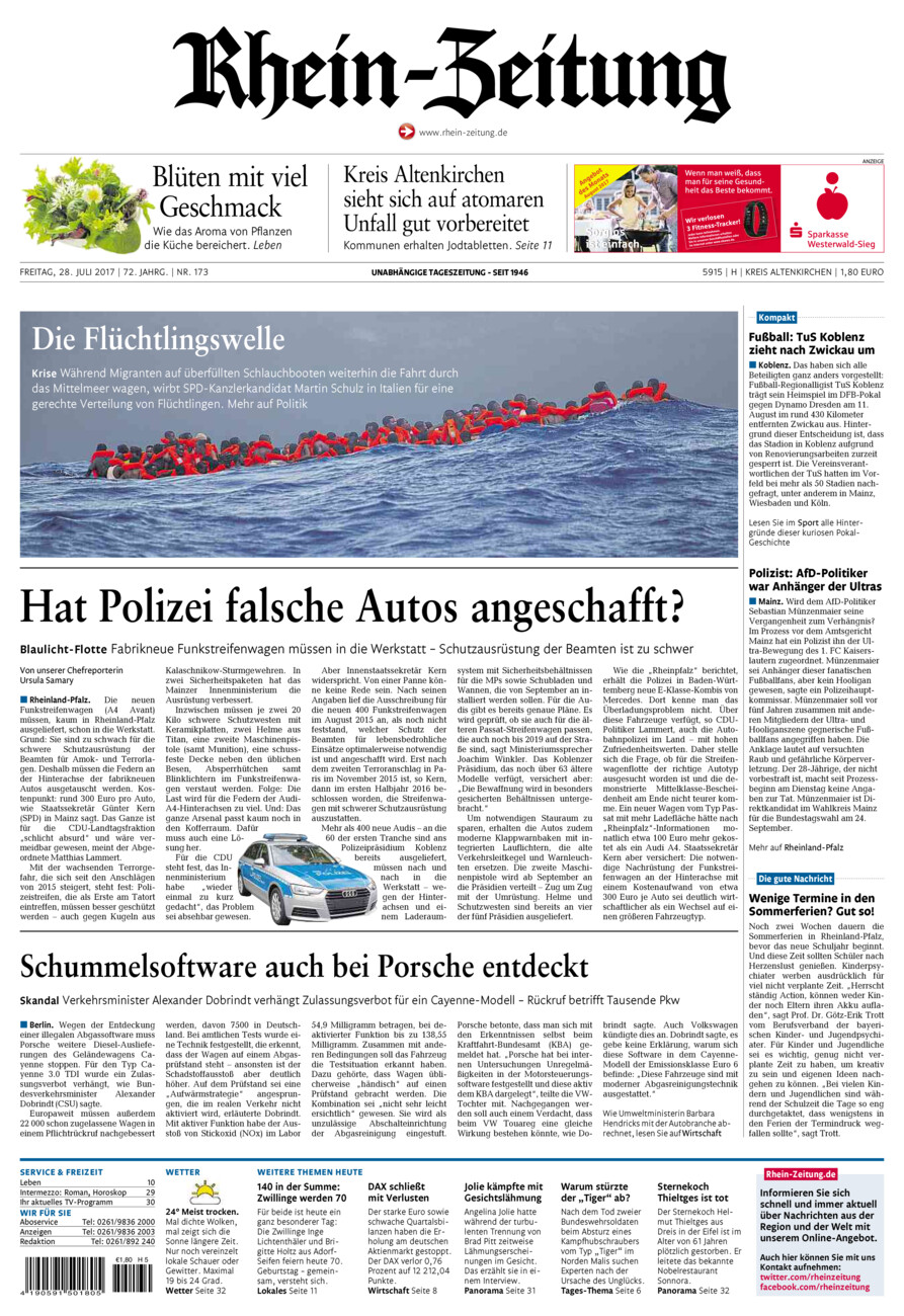 Rhein-Zeitung Kreis Altenkirchen vom Freitag, 28.07.2017