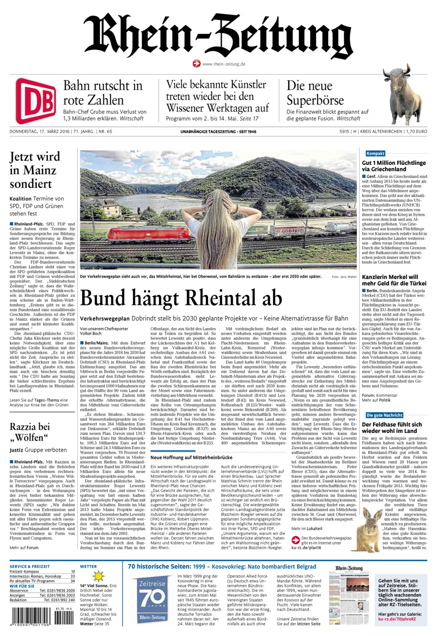 Rhein-Zeitung Kreis Altenkirchen vom Donnerstag, 17.03.2016