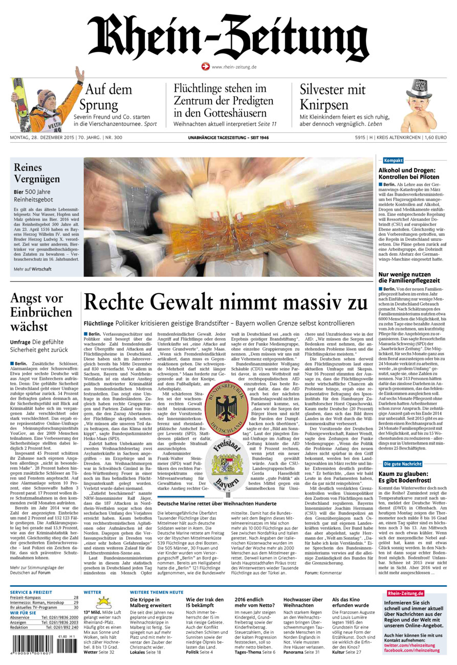 Rhein-Zeitung Kreis Altenkirchen vom Montag, 28.12.2015