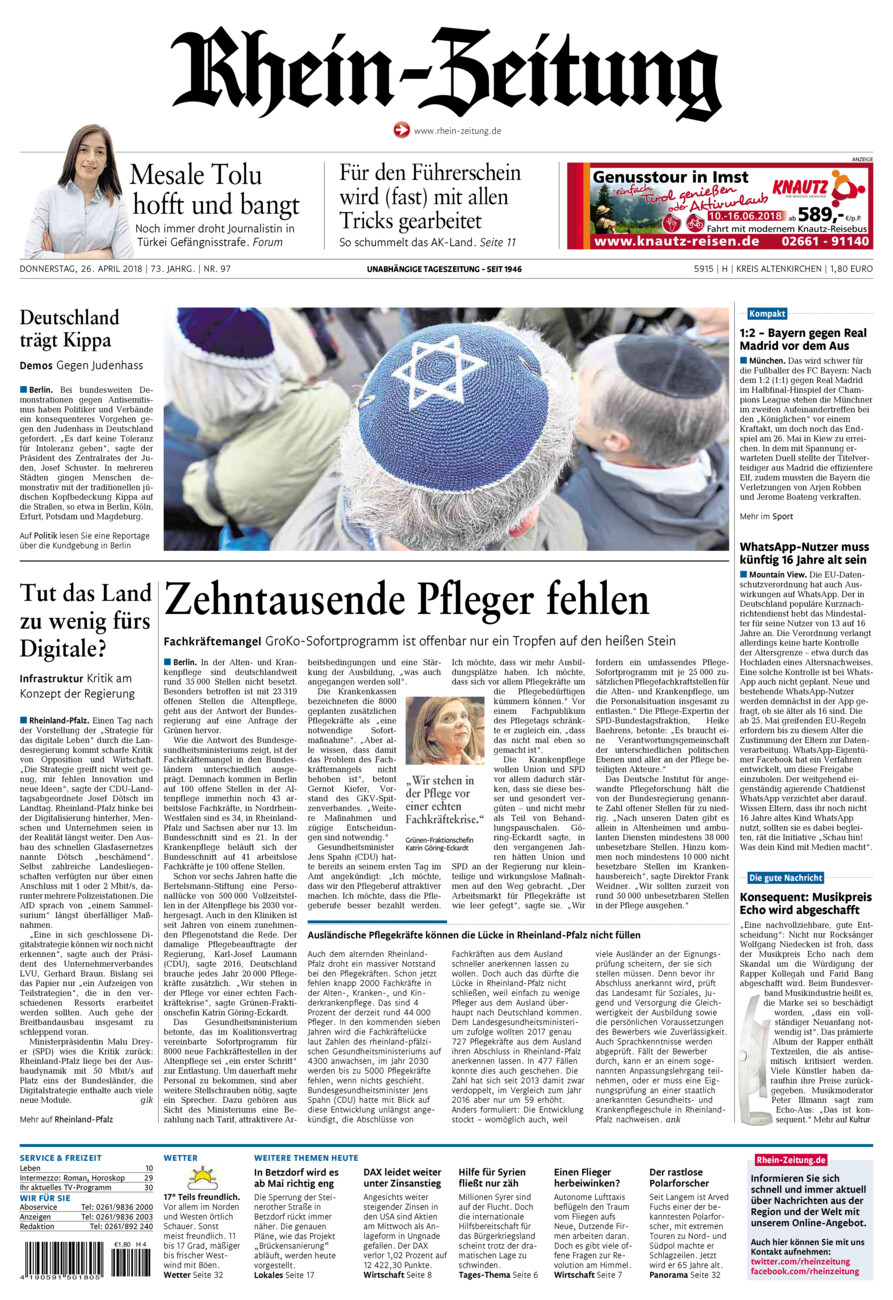 Rhein-Zeitung Kreis Altenkirchen vom Donnerstag, 26.04.2018