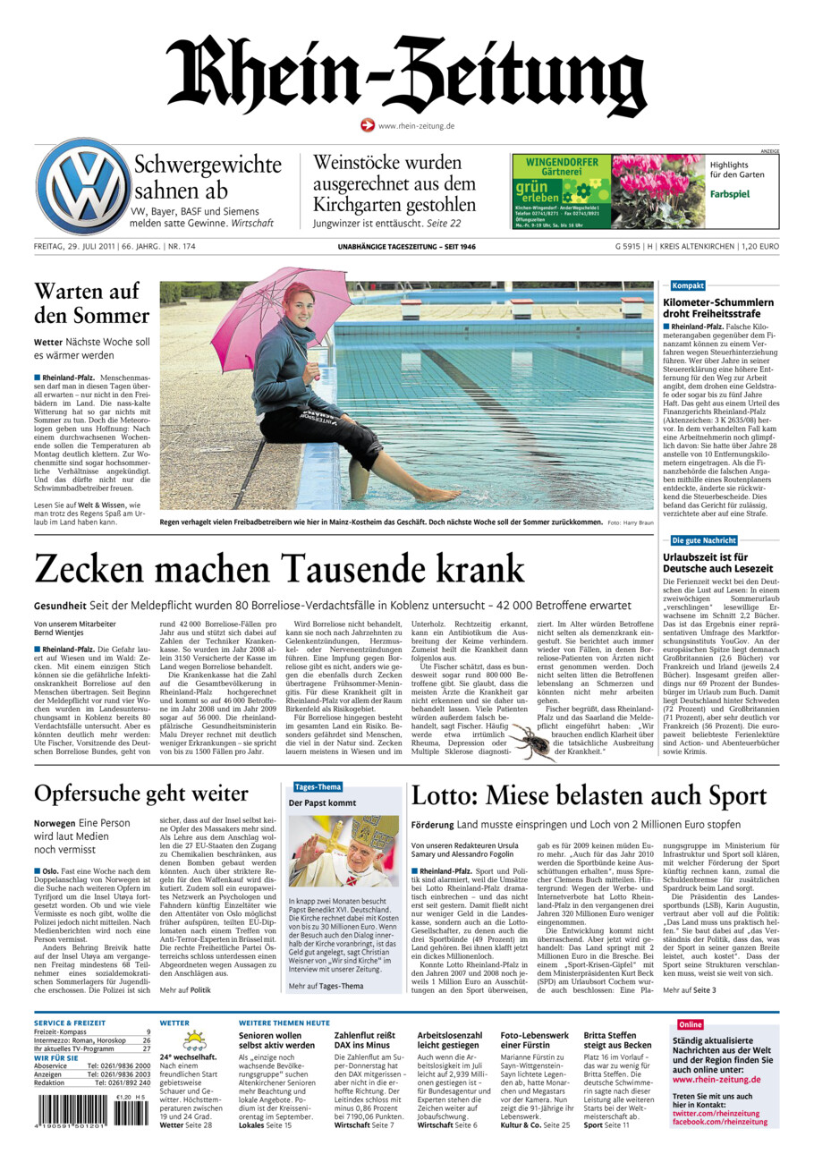 Rhein-Zeitung Kreis Altenkirchen vom Freitag, 29.07.2011