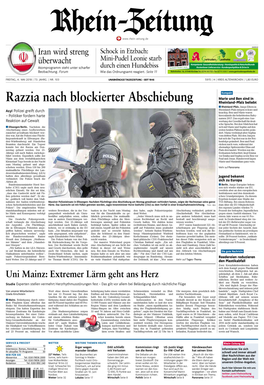Rhein-Zeitung Kreis Altenkirchen vom Freitag, 04.05.2018