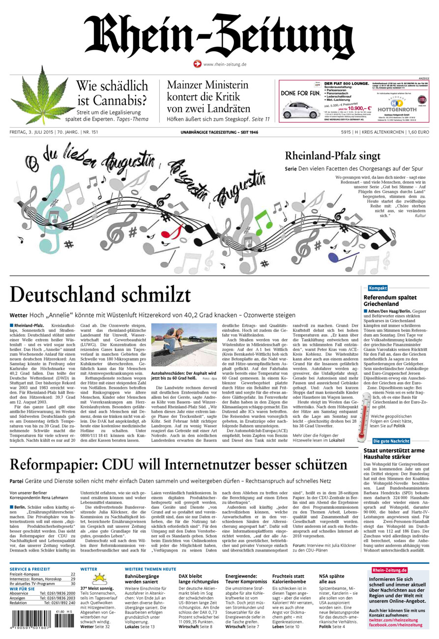 Rhein-Zeitung Kreis Altenkirchen vom Freitag, 03.07.2015