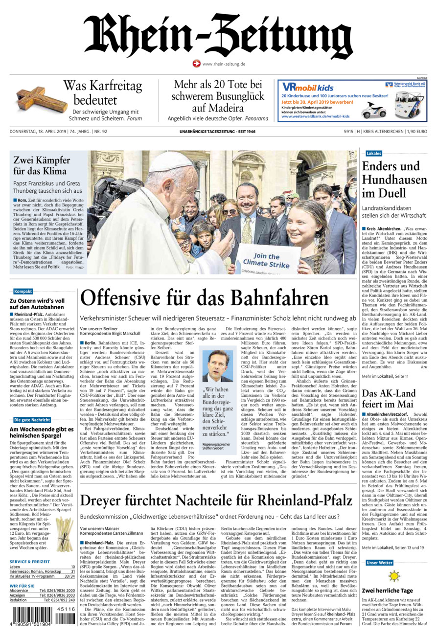 Rhein-Zeitung Kreis Altenkirchen vom Donnerstag, 18.04.2019