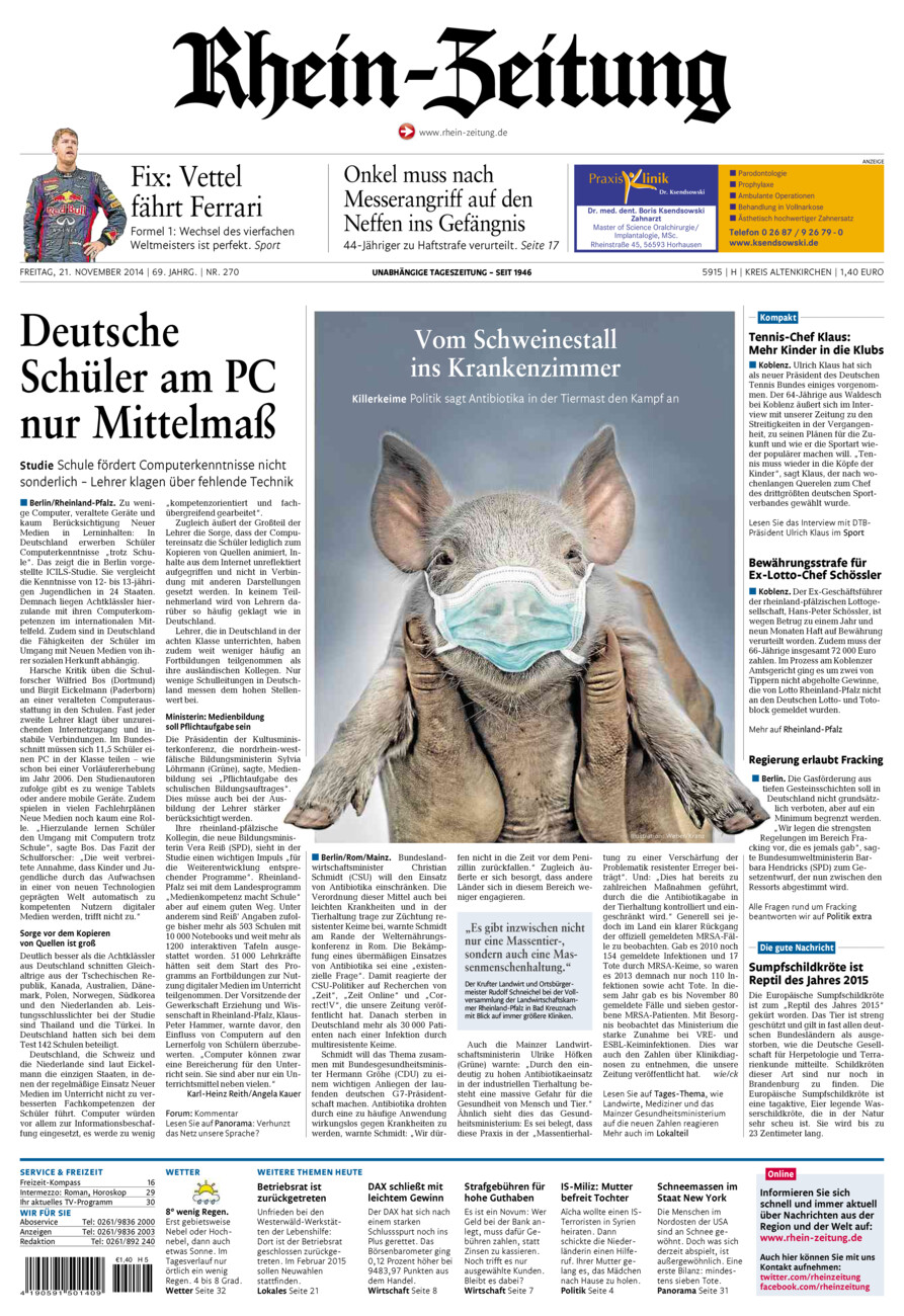 Rhein-Zeitung Kreis Altenkirchen vom Freitag, 21.11.2014