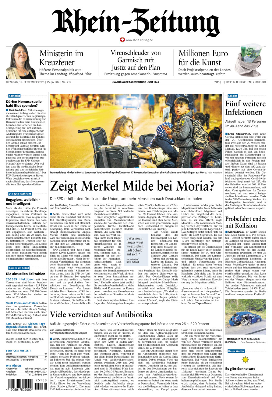 Rhein-Zeitung Kreis Altenkirchen vom Dienstag, 15.09.2020