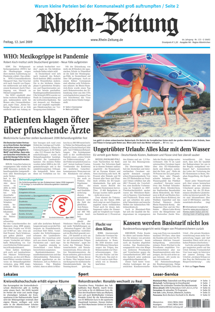 Rhein-Zeitung Kreis Altenkirchen vom Freitag, 12.06.2009