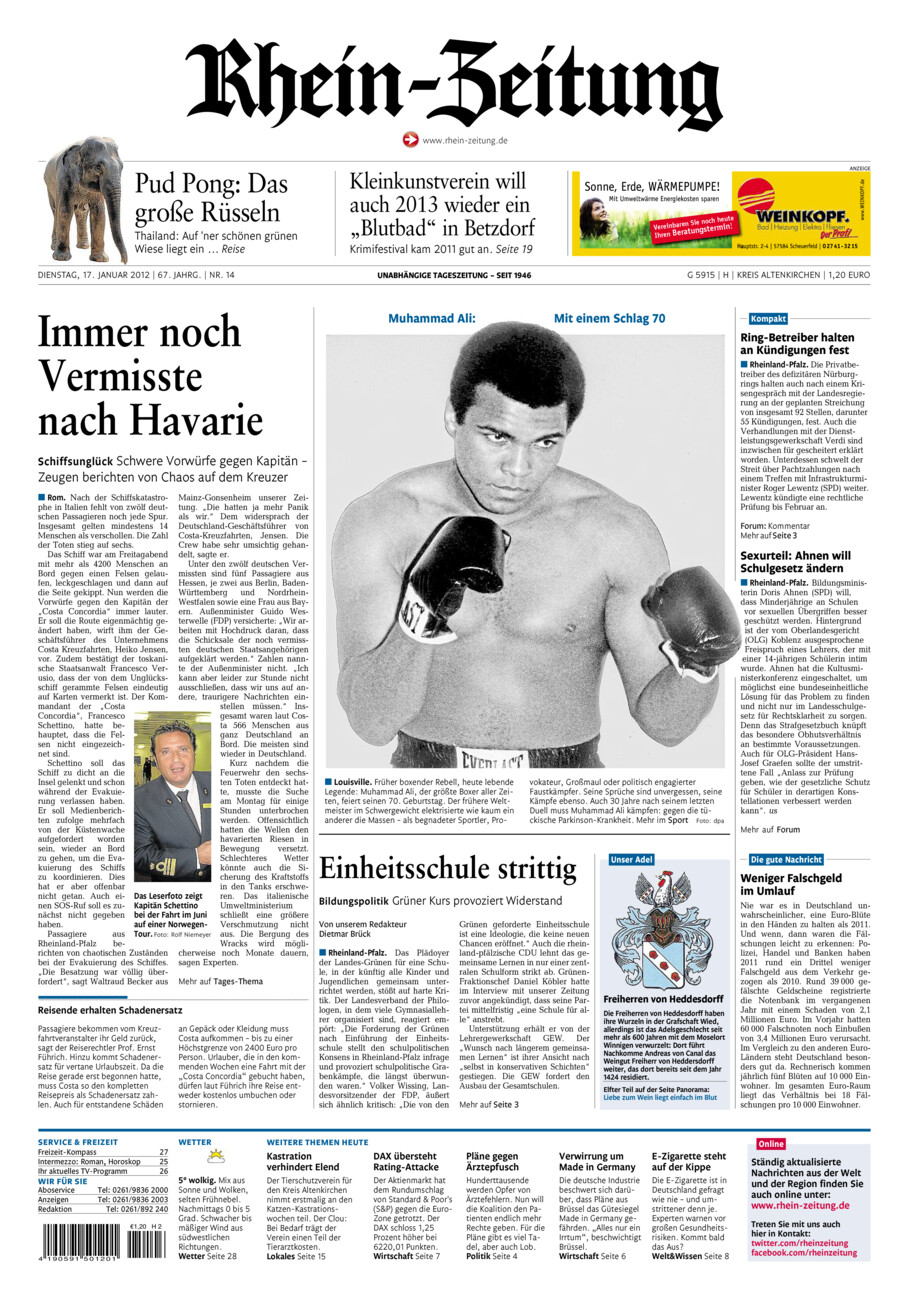 Rhein-Zeitung Kreis Altenkirchen vom Dienstag, 17.01.2012