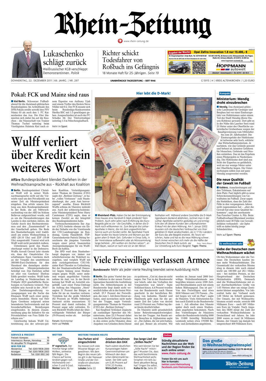 Rhein-Zeitung Kreis Altenkirchen vom Donnerstag, 22.12.2011