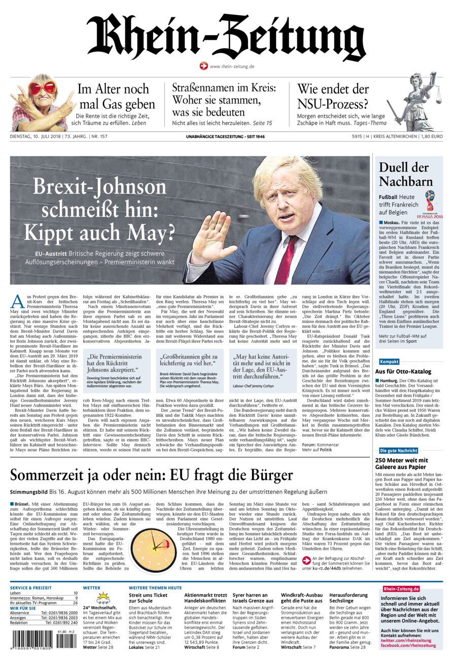 Rhein-Zeitung Kreis Altenkirchen vom Dienstag, 10.07.2018