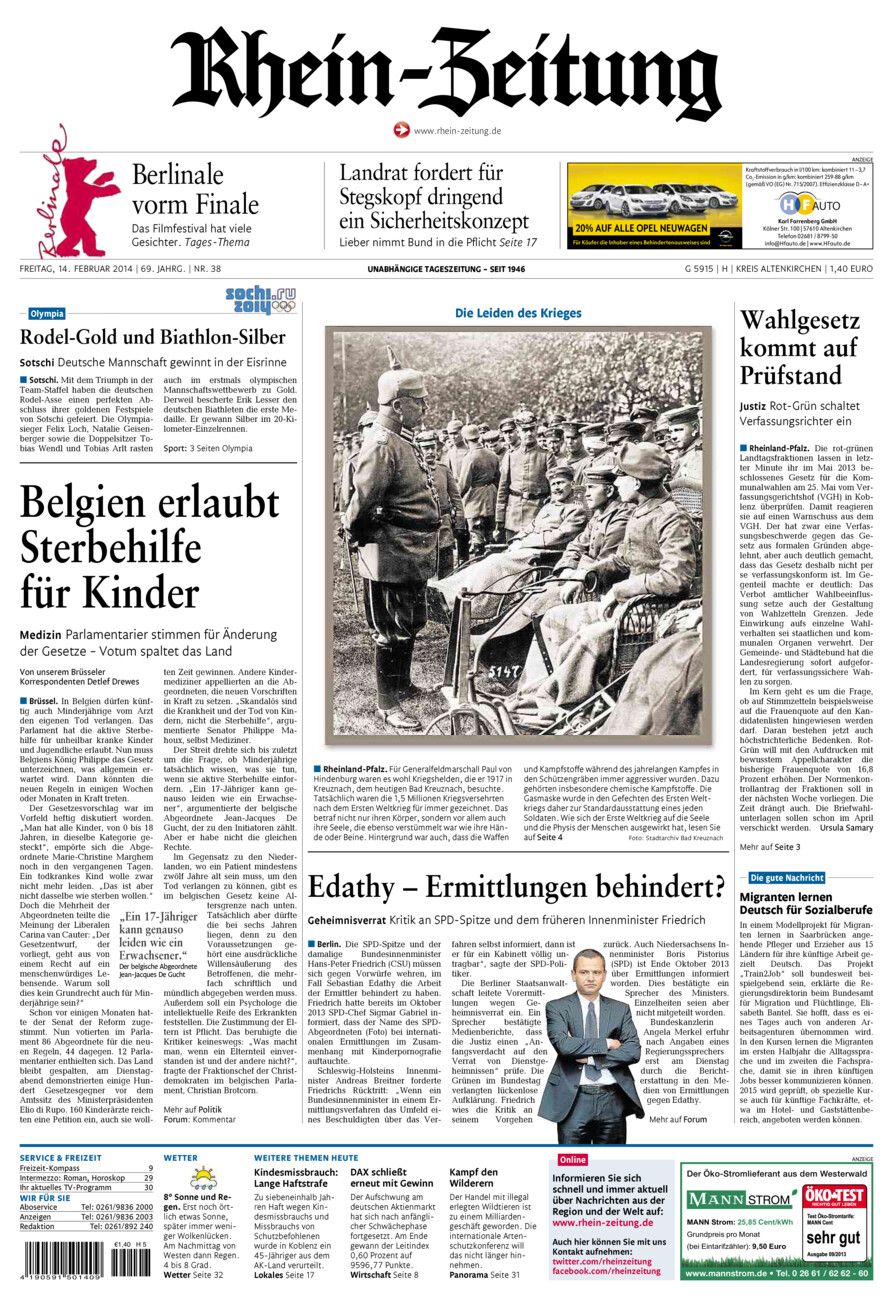 Rhein-Zeitung Kreis Altenkirchen vom Freitag, 14.02.2014