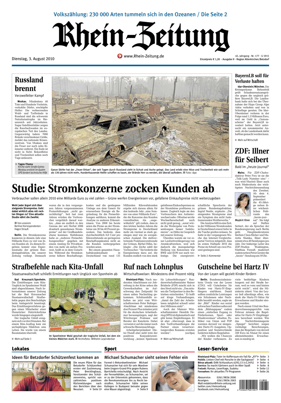 Rhein-Zeitung Kreis Altenkirchen vom Dienstag, 03.08.2010