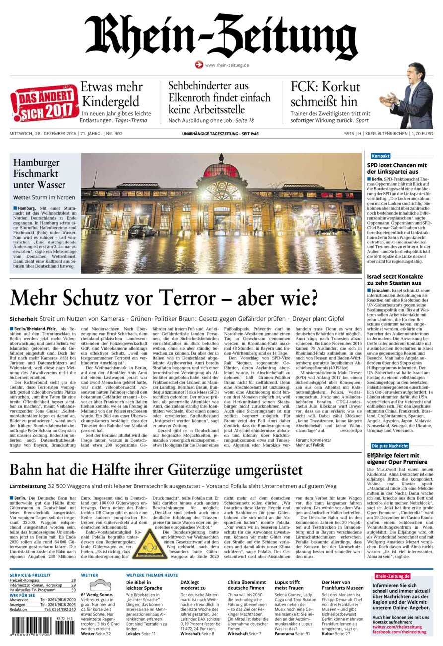 Rhein-Zeitung Kreis Altenkirchen vom Mittwoch, 28.12.2016