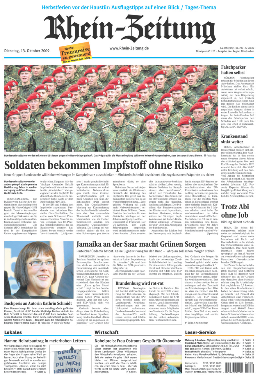 Rhein-Zeitung Kreis Altenkirchen vom Dienstag, 13.10.2009