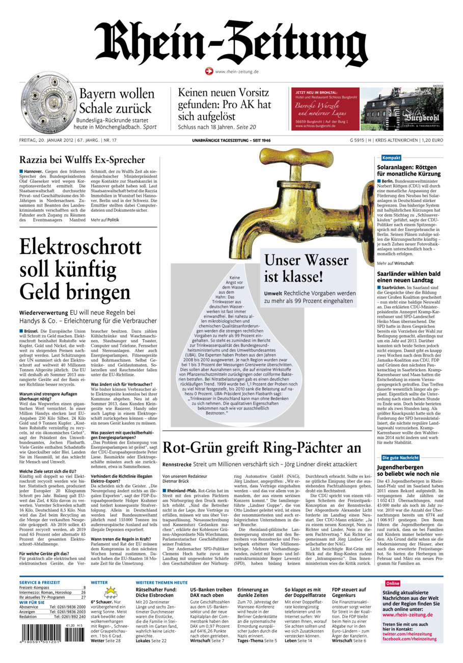 Rhein-Zeitung Kreis Altenkirchen vom Freitag, 20.01.2012