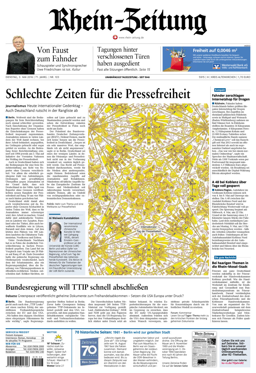 Rhein-Zeitung Kreis Altenkirchen vom Dienstag, 03.05.2016