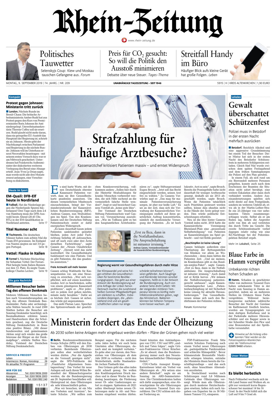 Rhein-Zeitung Kreis Altenkirchen vom Montag, 09.09.2019
