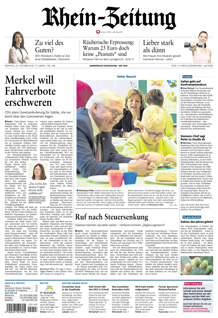 Rhein-Zeitung Kreis Altenkirchen vom Dienstag, 23.10.2018