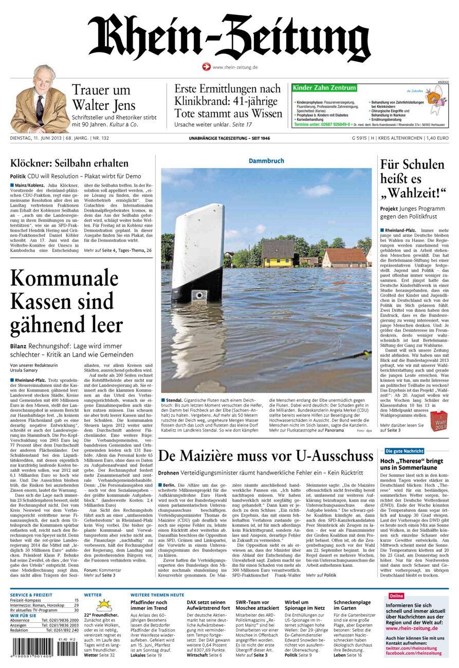 Rhein-Zeitung Kreis Altenkirchen vom Dienstag, 11.06.2013