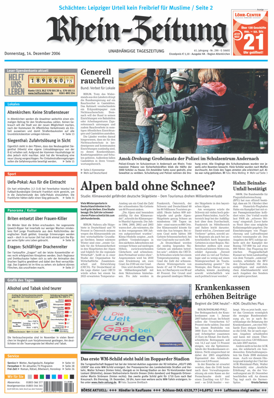 Rhein-Zeitung Kreis Altenkirchen vom Donnerstag, 14.12.2006